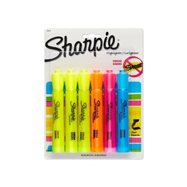 SHARPIE Highlighter - Tank, Chisel Tip, Assorted Colors, Water Resistant, 1.0-1.9mm, 6-Pack