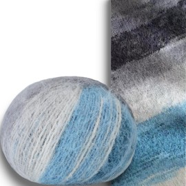 XBDS-51 Gradient Colored Long Wool Yarn for Crocheting & Knitting, Multi-Colored Soft Long Pile, 38% Wool 40% Nylon 22% Acrylic Blend Rainbow Yarn, for Crochet Scarf, Hat and Garments (1 Ball)