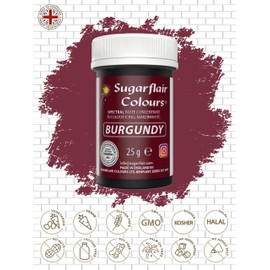 Sugarflair Spectral Burgundy Lebensmittelfarbe Paste, hochkonzentrierte Lebensmittelfarbe für Buttercreme, Zuckerpaste, Royal Icing, Kuchenmischungen und mehr! Lebensmittelfarbstoff - 25g