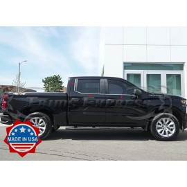 Trims Express fit:2019-2025 Chevy Silverado 1500 Crew Cab Window Sill Trim Flat 6Pc Stainless