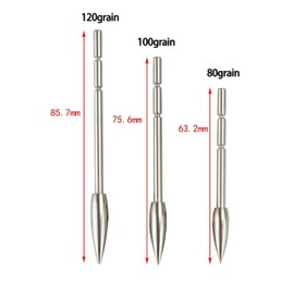 ZSHJGJR Archery Arrow Insert Tips Arrowheads 3.2mm 80 Grain 100 Grain 120 Grain Glue-in Point Broadheads for DIY Hunting Arrow 24 Pieces (100 Grain)