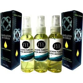JYE 3 Frascos de Aceite Rosa Mosqueta Puro y natural Orgánico libre de químicos, altamente hidratante para todo tipo de piel, antiedad 60 ML cada uno 