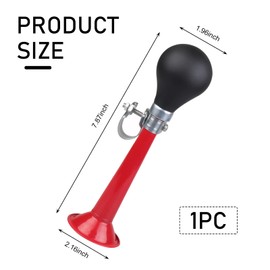 jokormo 1 PC Metal Air Horn, 7.87" x 2.16" Horn with Squeeze Ball, Bell Cycling Equipment Accessories, Universal for Most Bicycles, Mountain Bike (Red)