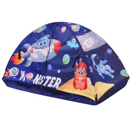 VSUNTENT Bed Tent for Twin Kid Bed Tent Play Tent for Boy and Girl Easy Set-Up Tent Dark Planet and Dazzling Rainbow Magic Playhouse with Tote Bag (UFO)