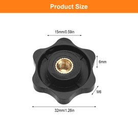 APOMOONS Star Grip Nuts M6, Wing Nut 32 mm Diameter, Knurled Nut M6 Grip Nuts Thread for Furniture Electronic Devices Machine Industry Fitness Equipment Pack of 6