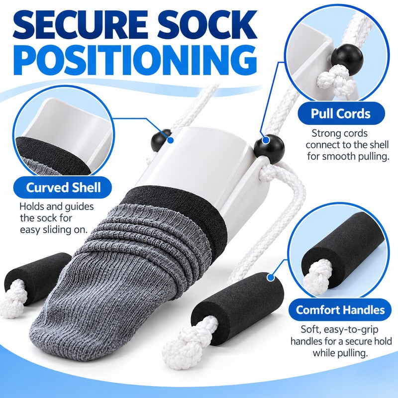 Sock Aid Helper for Easy Dressing – Non-Slip No-Bend Design