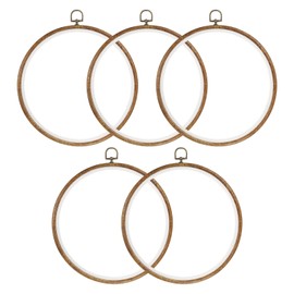 PATIKIL 5 Pieces 10 Inch Embroidery Hoops Frame Round Imitated Wood Circle Cross Stitch Hoop Ring for Embroidery Art Craft Handy Sewing Decoration