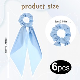 6 Colors Silky Satin Hair Bows Bow Silk Scrunchies Damage-Free Secure Hold Knotted Bow Ponytail Holder Elastic Hairs Accessories for Ladies Women All Hair Types