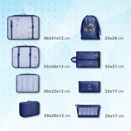 ROYAL travel Suitcase Organiser, Pack of 8 Organisers, Suitcase Separators, New Fabric, Pressure-resistant and Waterproof, Travel Organiser, Heavy Hinges, Suitcase Organiser Set