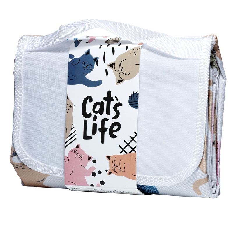 Puckator PICB01 Cat's Life Picnic Blanket, Foldup, Camping Picnics Outdoors