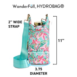 WanderFull Original HydroBag Fits Up to 32 oz Water Bottle Holder with Strap - Hands-Free Crossbody Water Bottle Carrier Bag with Phone Pocket, Tumbler Bag - White Coated Perforated Neoprene
