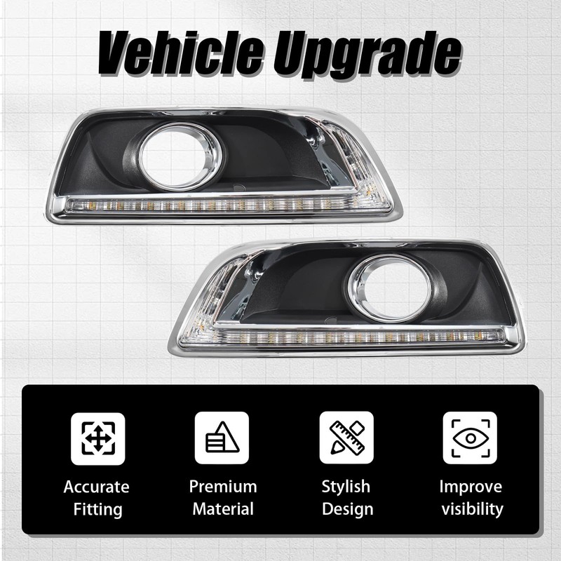 3-Color LED DRL Fog Light Bezel for Chevy Malibu 2013