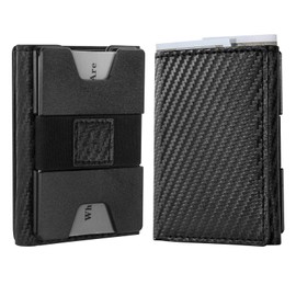 holixcase Minimalist Wallet for Men, Metal Rfid Blocking Card Case, Slim Tri-fold Wallet, Magnetic Card Holder, 15 Cards Capacitiy, Front Pocket Wallet with Cash Slot, Carbon Fiber