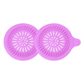 sourcing map Hair Drain Catcher, 5.51inch Round Tub Drain Covers Drain Protector with Handle Suction Cup for Kitchen Bathroom Balcony, Purple 2Pcs
