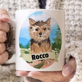 Norfolk Terrier Custom Dog Mug Your Dog's Name on a Cup Mirowave and Dishwasher Safe