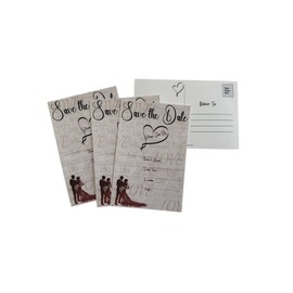 Save the Date Silhouette Wedding Invitation 4x6 Postcard Bride and Groom Celebration (Pack of 25-Rear Format for Address/No Customization/No Envelopes)