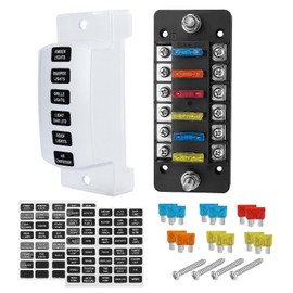 Chelhead 6-Way Fuse Holder 12 Volt ATC/ATO Car Fuse Box 6 Circuits with Negative Positive 12 V Distribution Block Compatible with 12 V/24 V Cars Truck Boat Van SUV Marine Vehicle