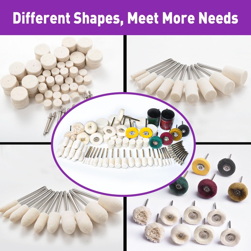 114 PCS Polishing Kit with 2Pcs Polishing Compound for Dremel,