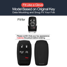 INFIPAR 2pcs Compatible with RAM 2500 3500 4500 5500 Black Key Fob Cover Case Key Chain Protector Keyless Remote fit 5 Buttons RAM 2500 3500 4500 5500 Truck Pickup Only for Push Button Start