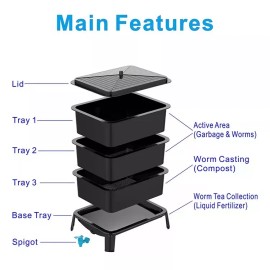 Unbranded 3 tray worm bin. Mess free, easy to use, recycle food waist. Indoor/outdoor