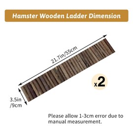 Hamiledyi 2PCS Natural Wood Hamster Climbing Ladder & Hideout Toy - Multi-Size Small Animal Cage Accessories for Syrian Hamsters, Mice, Gerbils, Sugar Gliders (21.7x3.5 Inch)