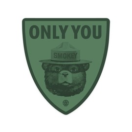 Die Cut Sticker Smokey Bear, Only You, Duotone, Contour Vinyl Sticker 1 to 3 inches (Waterproof Decal for Cars, Water Bottles, Laptops, Coolers), Small