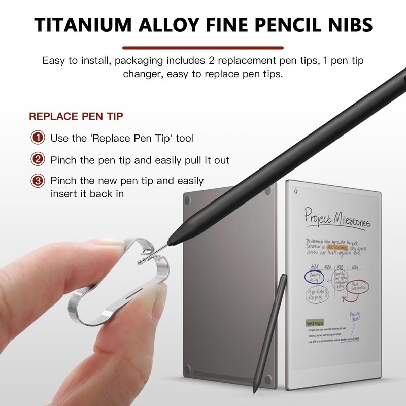 Pen Tips Titanium Alloy Pencil Nibs Fit for Remarkable 2