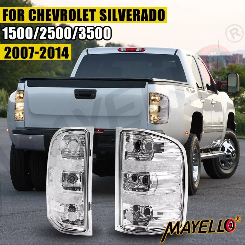 mayello Pair Clear Tail Lights Lamps For Chevy Silverado 1500