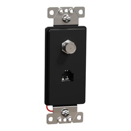 Schneider Electric – Square D X Series Combination RJ11 4 Position 4 Conductor Two-Line Telephone Jack & CATV F Coupler Decorator Strap, Matte Black, for Cable TV, Satellite, and Cable Modems