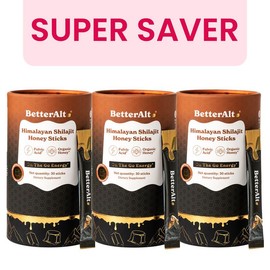 B2G1 of BetterAlt GOLD+ Shilajit Honey Sticks | Caramel, Cinnamon and Classic Flavors | Helps Boost Energy | Lab-Tested for Purity:_Caramel-Pack of 3