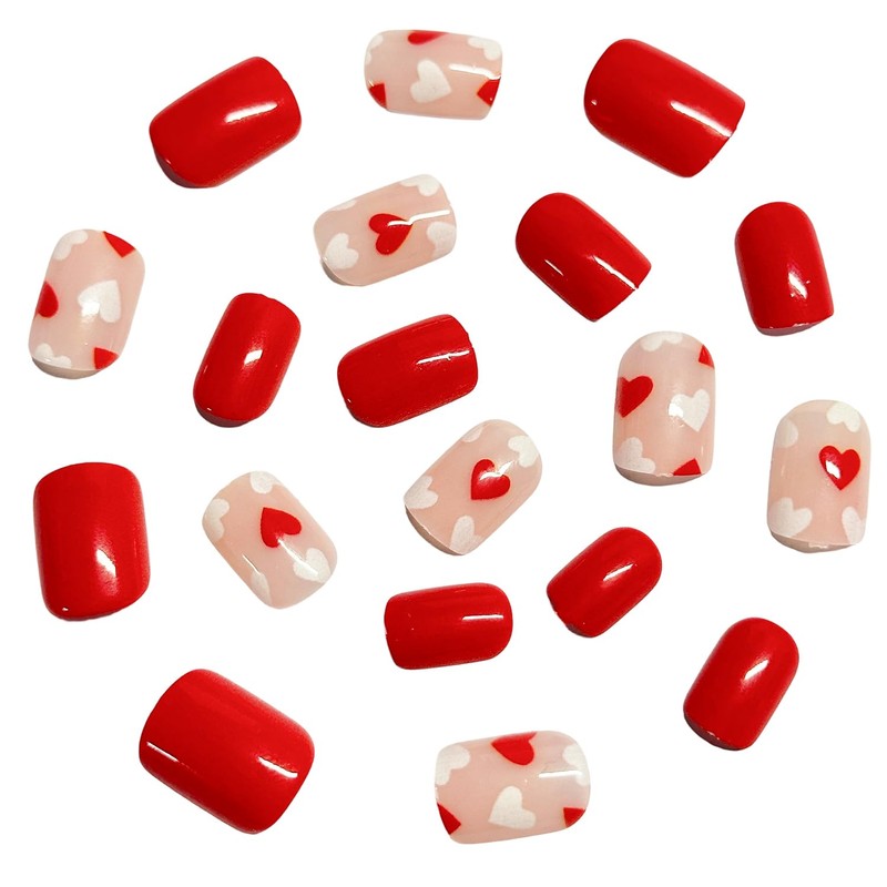 Valentine's Day Press on Nails Short Square False Nail with