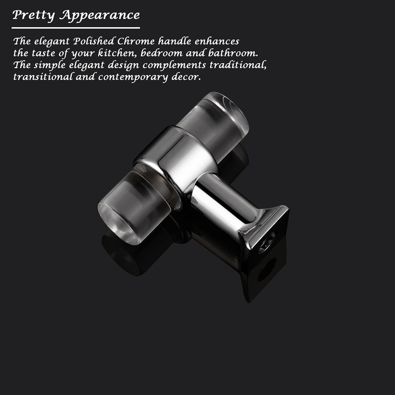 5 Pack Orger Drawer Knobs Acrylic Clear T-bar Knobs Single