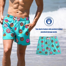 BRISIRA Mens Swim Trunks 5 Inch Compression Liner Beach Swim Shorts Bathing Suit Quick Dry 4-Way Stretch Pockets