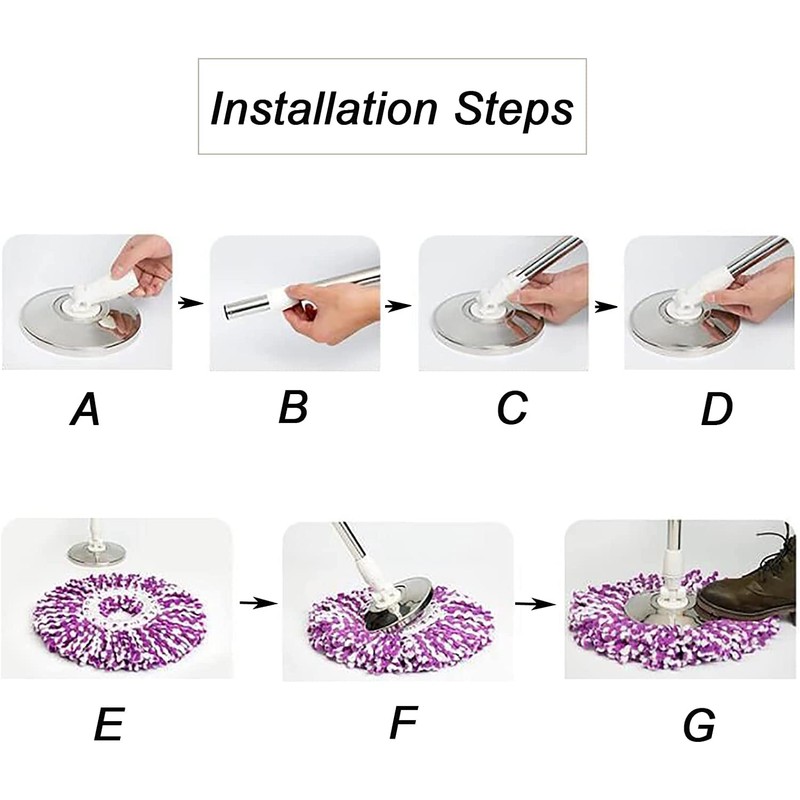 LeoJiang Spin Mop Replacement Handle 360 Degrees Rotating Telescopic Replacement