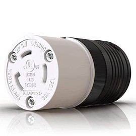 ELEGRP NEMA L5-30R Locking Connector, Generator Twist Lock Adapter Connector, 30 Amp 125V 2 Pole 3 Wire Grounding, Industrial Grade Heavy Duty, UL Listed (1 Pack, Black/White)