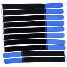 10 x 30 cm x 25 mm Resealable Velcro Cable Ties Blue with Metal Eyelet - Cable Velcro Tape 300 mm Reusable