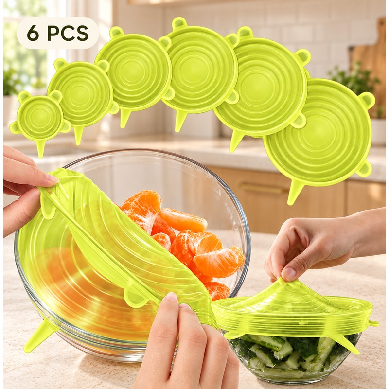 Silicone Stretch Lids for Food Storage – Reusable Elastic Covers
