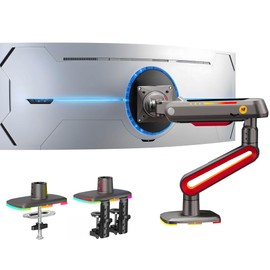NB ERGONOMIC RGB Gaming Monitor-arm for Flat/Ultrawide/Curved Monitors 32 to 60 inch, Heavy Duty Stand Load up to 20 kg, VESA 75/100 mm Monitor-Mount L60