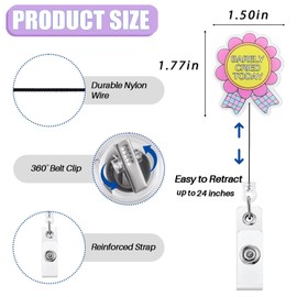 Barely Cried Today Badge Reel Retractable, Funny Badge Reel for Nurse Nursing Student RN CNA LPN Medical Worker & Teacher, Cute Award Ribbon Badge Holder with Alligator Clip & 24” Durable Nylon Cord