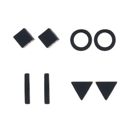 choice of all 4 Pairs Gold Simple Stud Earrings - Minimalist Geometry Earrings Set for Women (D:Gold Solid Set), Leather