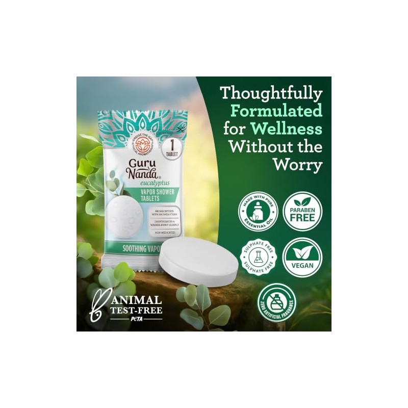 GuruNanda Eucalyptus Vapor Shower Tablets, 10 ct