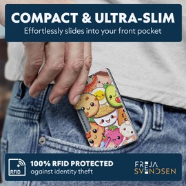 Freja Svendsen Printed Aluminum Wallet for Men - Slim Money Clip & Card Holder with Printed Finish. Enhanced RFID Blocking, Compact, Unique & Minimalist Wallets