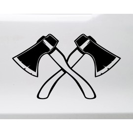 Minglewood Trading Sky Blue - Crossed Axes Vinyl Decal - Hatchets Lumberjack - Die Cut Sticker - 5w x 3h inches