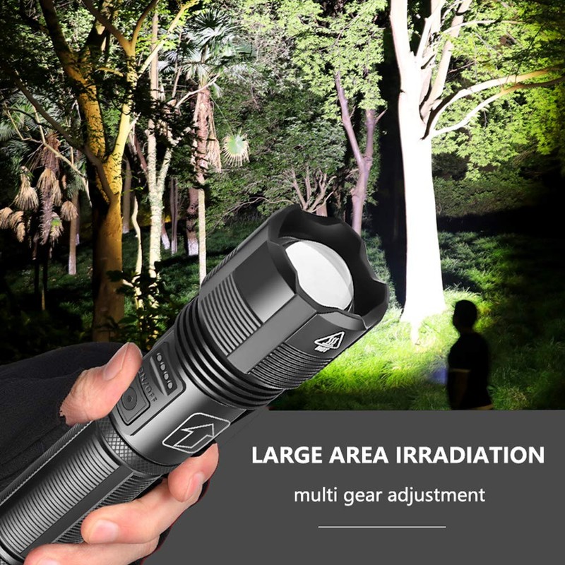 PROFORUS Tactical Flashlight - USB Rechargeable, 6000 Lumen XHP70.2 LED,
