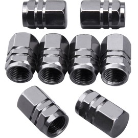 EBOOT 8 Pieces Tire Stem Valve Caps Wheel Valve Covers Car Dustproof Tire Cap, Hexagon Shape (Gun-Grey)