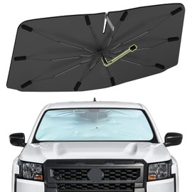 Visufy Windshield Sun Shade Custom Fit for Nissan Frontier 2022-2025, Foldable Front Window Sunshade Umbrella with 360° Rotating Shaft, Car Shades for Heat Protection