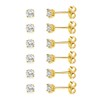 18K Yellow Gold Plated 3.0 mm Round Clear Cubic Zirconia