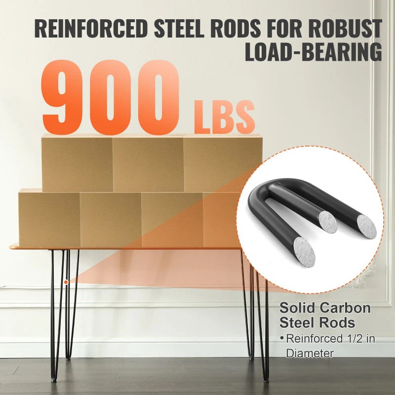 Solid Carbon Steel 28\" Set 4 Hairpin Table Legs Heavy