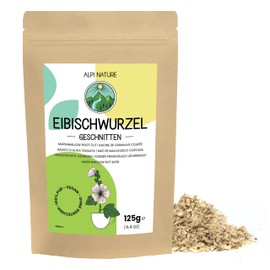 Marshmallow Root Tea 125g 4.4 oz by Alpi Nature, Marshmallow Loose Tea, Marshmallow Root Cut and Unpeeled, Dried Root Loose Tea for Preparation of Marshmallow Tea