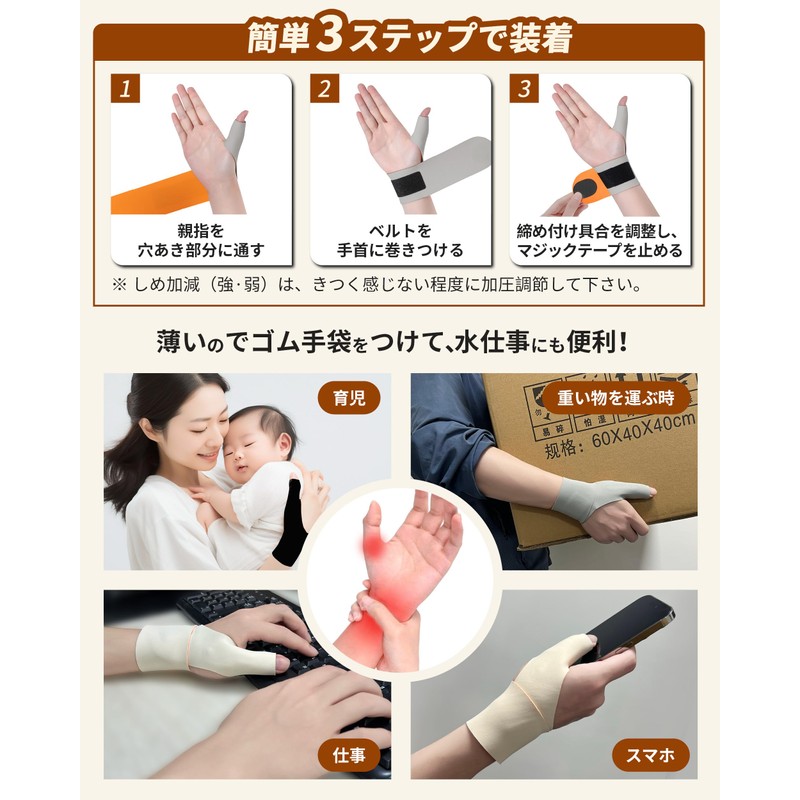GOKEI Wrist Support, Thumb Support, Tendon Sheath, Thin, Lightweight, Compression